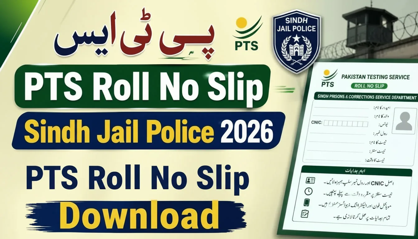 PTS Roll No Slip Sindh Jail Police 2026 Physical & Written Test
