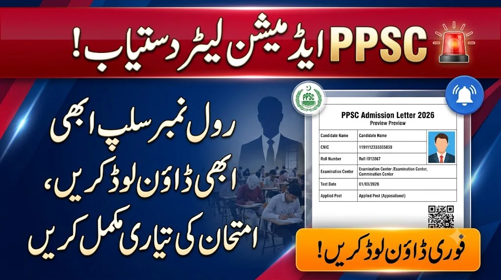 PPSC Roll Number Slip 2026 Download By CNIC Finance Department & Punjab Prisons Department