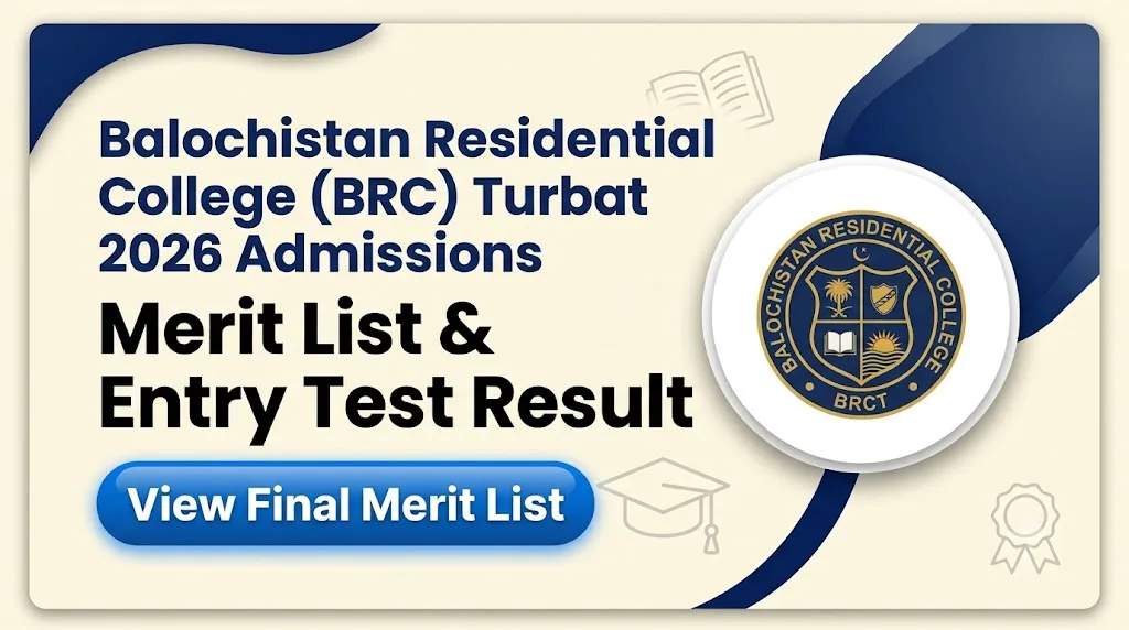 Balochistan Residential College BRC Turbat Merit List 2026