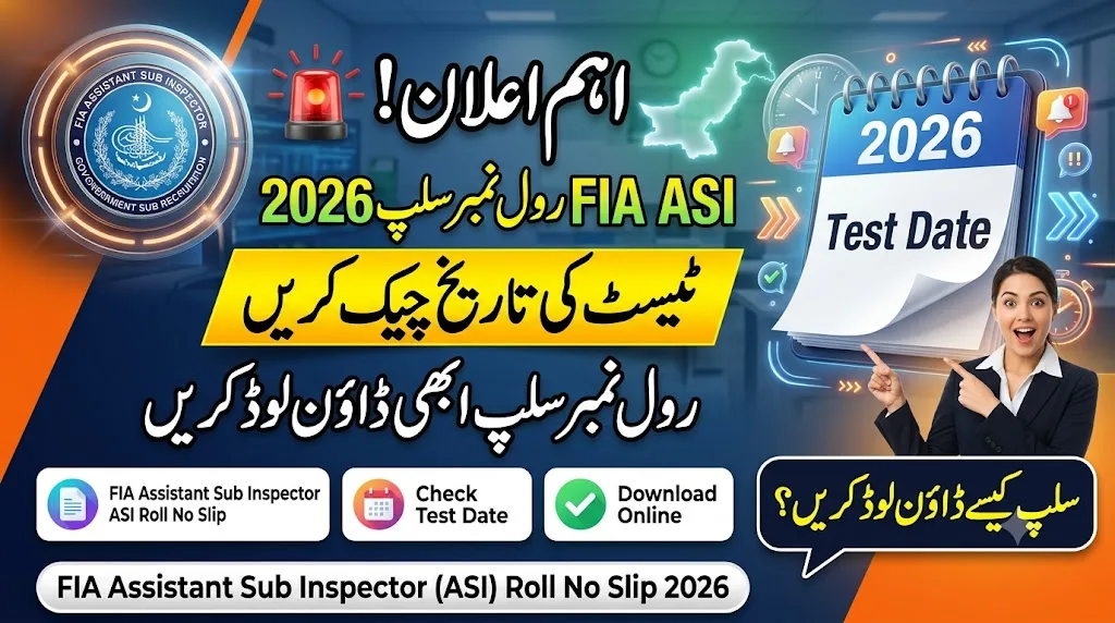 FIA Assistant Sub Inspector ASI Roll No Slip Download Written Test